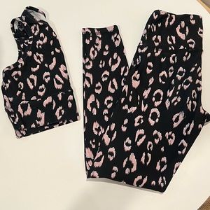 Strut This: Black/Pink Cheetah Print Leggings & Sports Bra Set